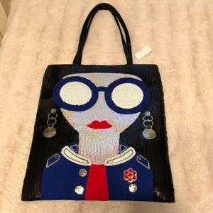 NWOT Sequin and pleather shoulder purse, bag